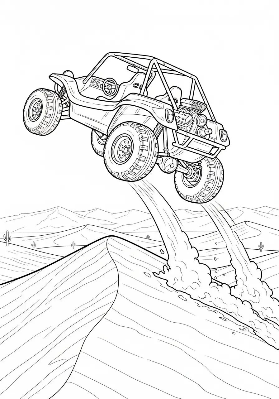 Buggy bondissant sur une dune