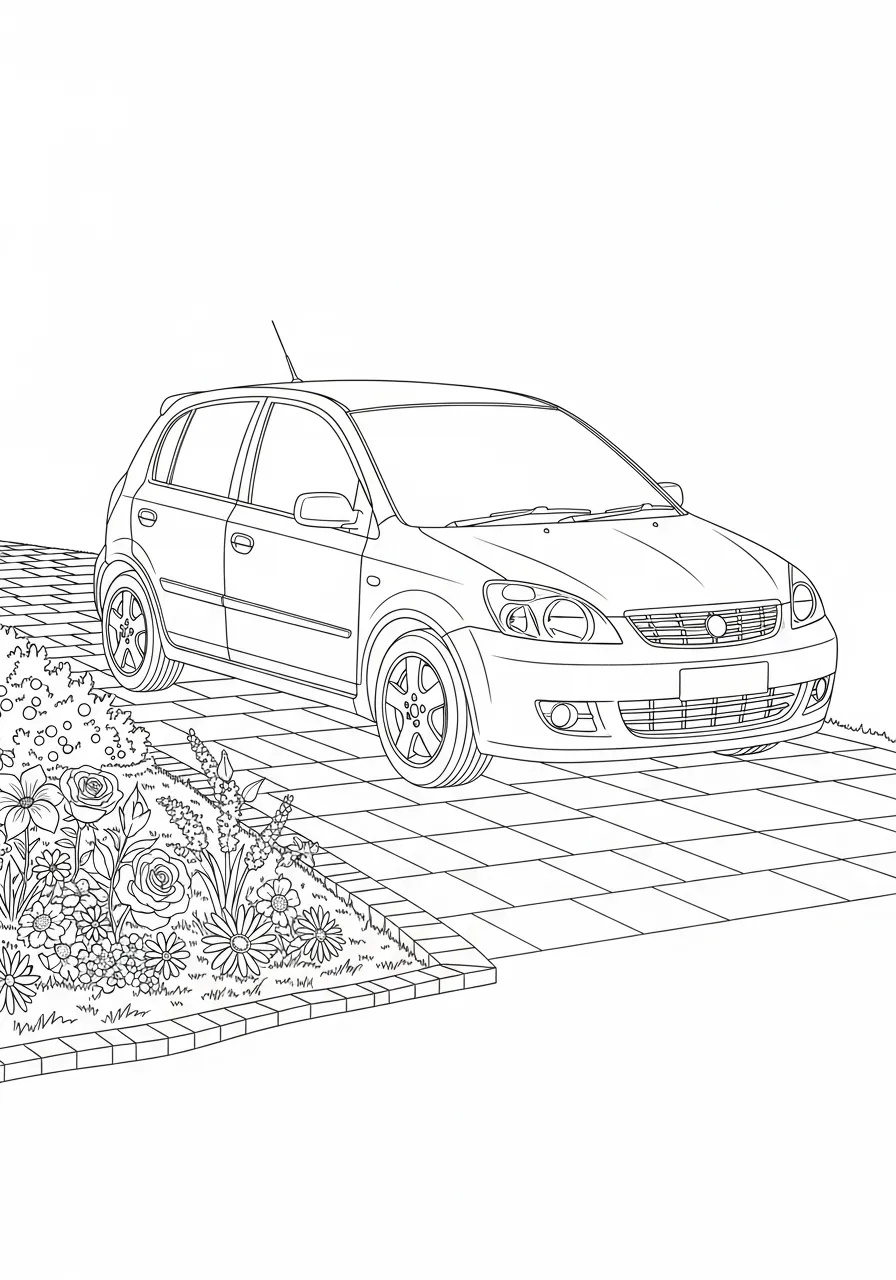 Coloriage Cars dans une allée