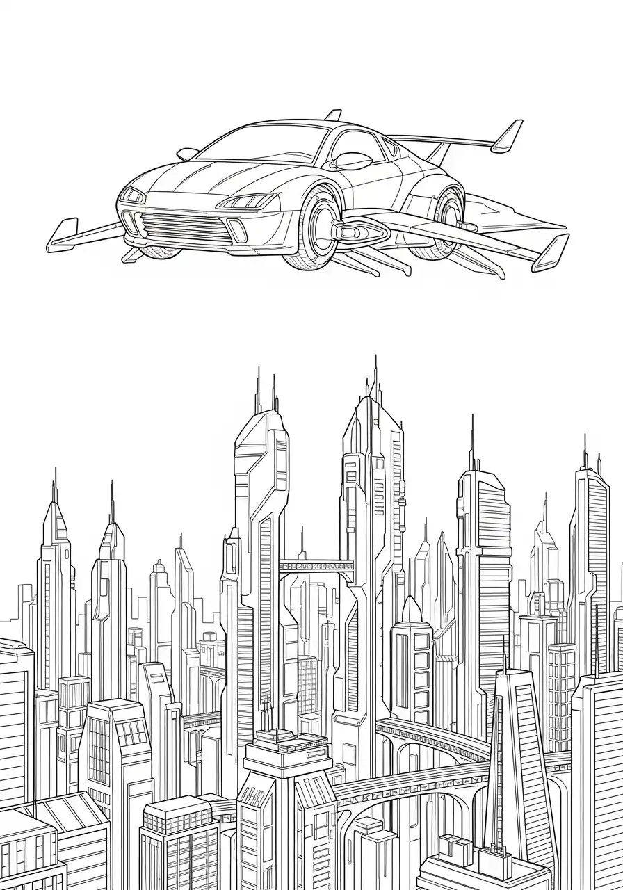 Coloriage Cars volante futuriste