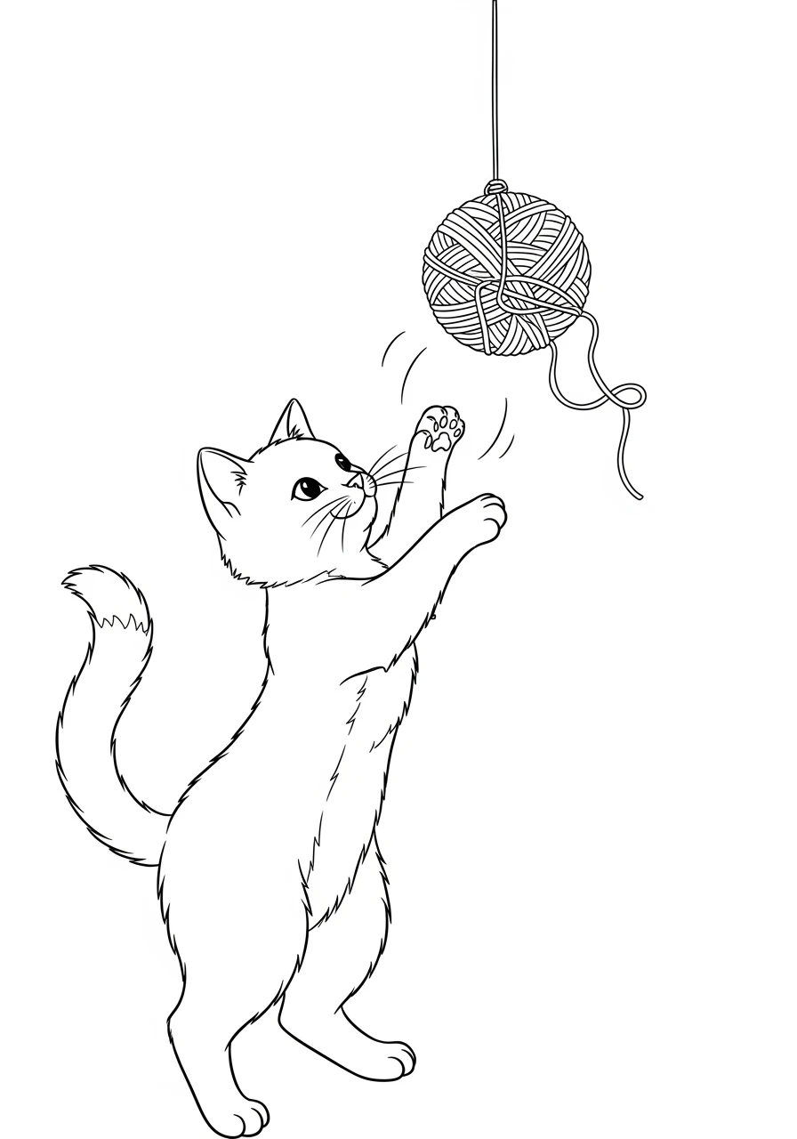 Chaton et pelote de laine