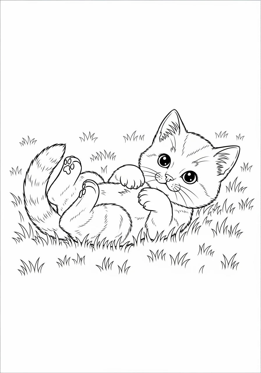 Chaton joueur dans l'herbe