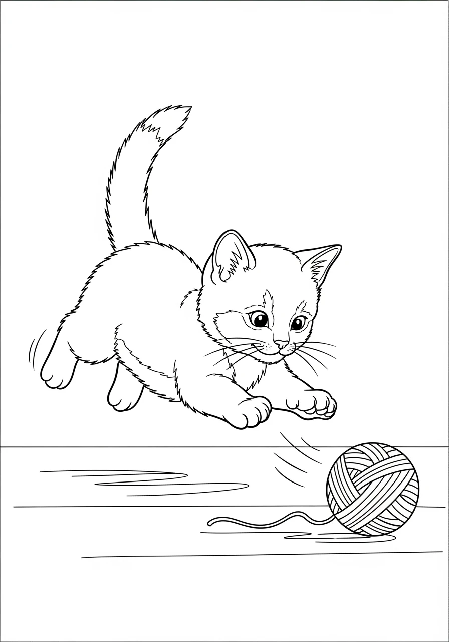 Chaton poursuivant une pelote