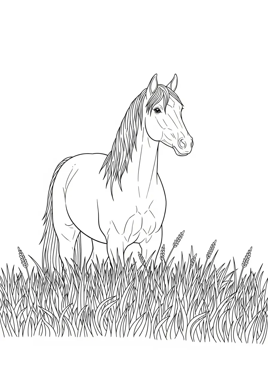 Cheval dans les hautes herbes