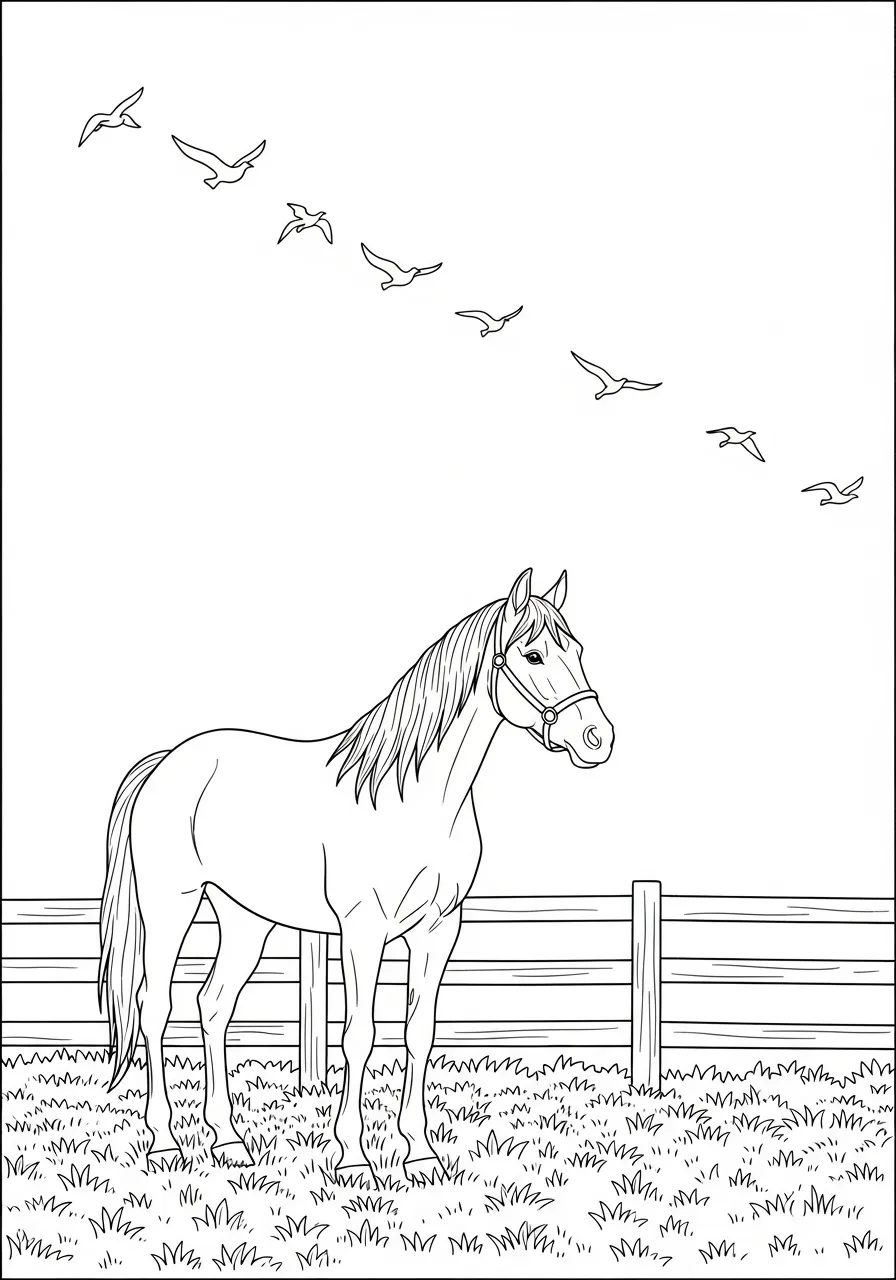 Cheval devant une clôture