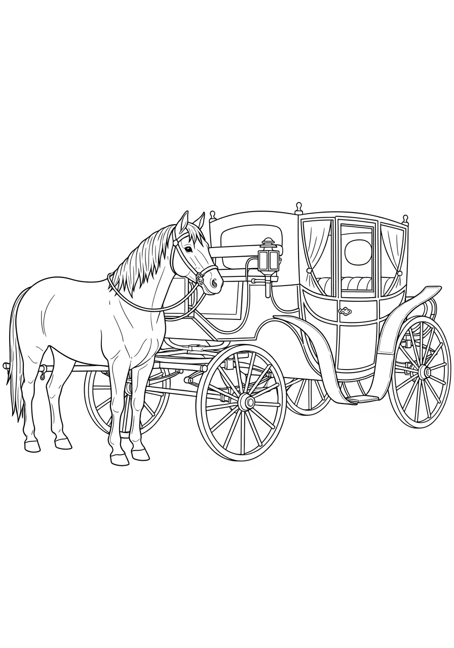 Cheval et calèche ancienne