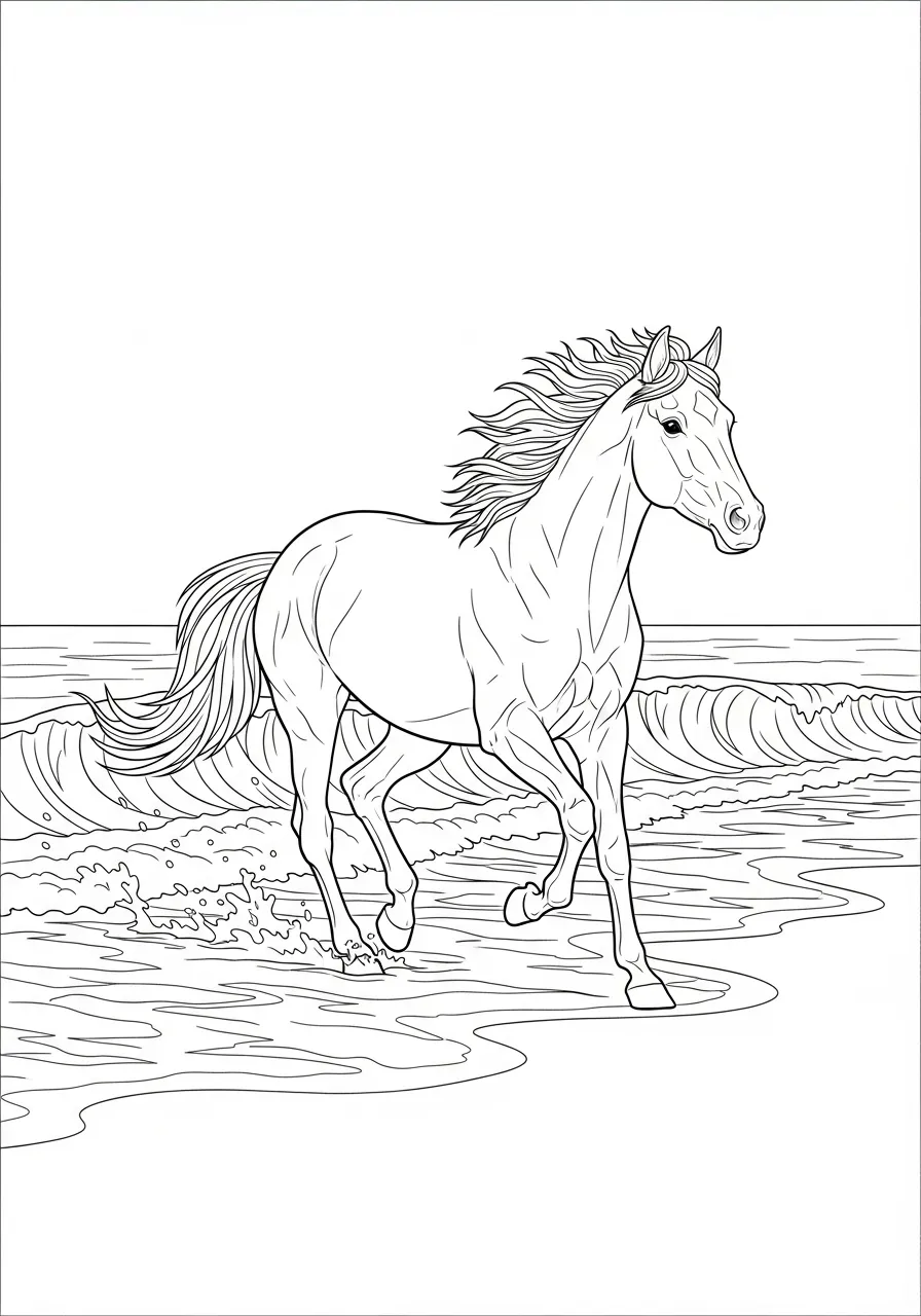 Cheval galopant sur la plage