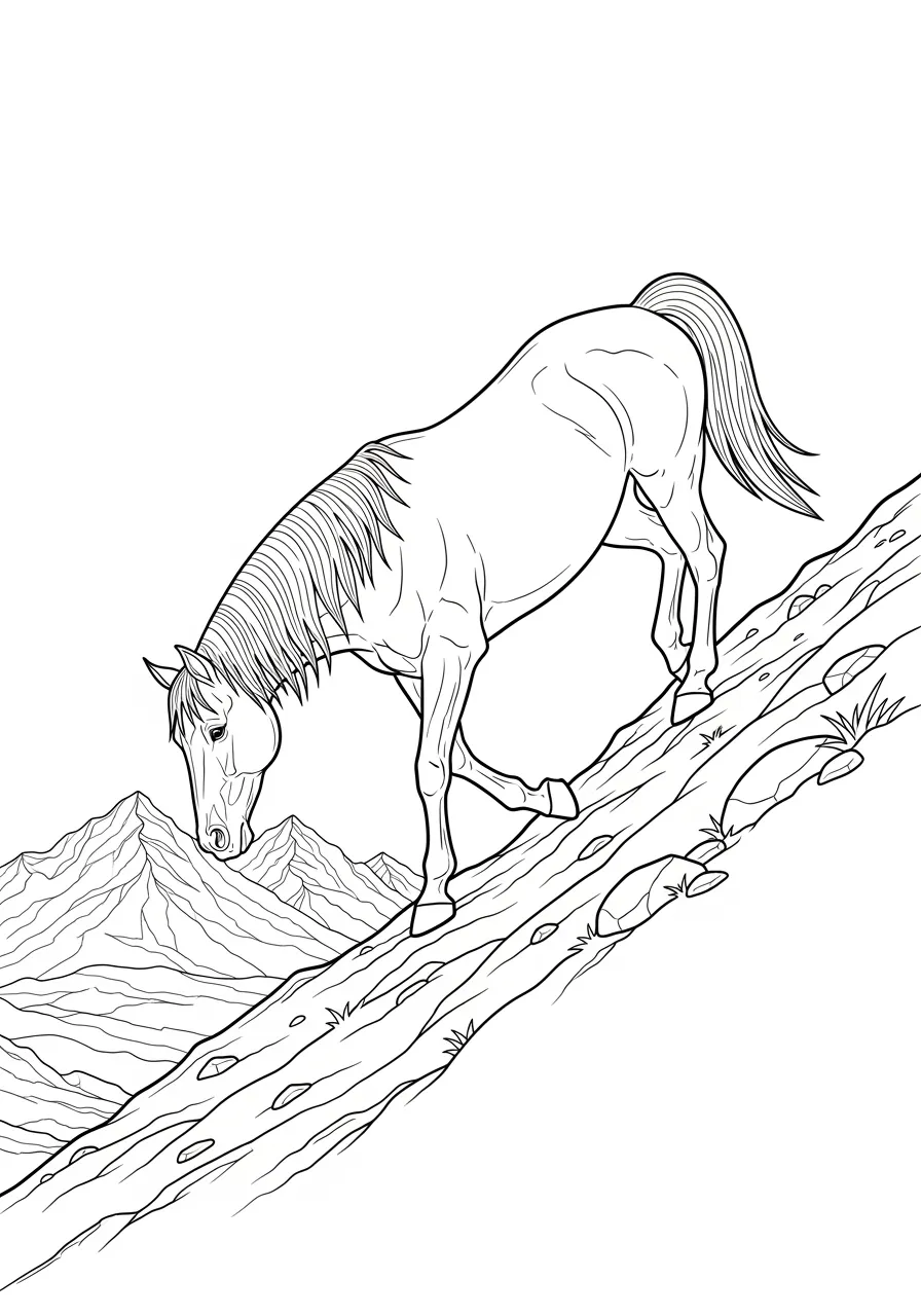 Cheval gravissant une colline