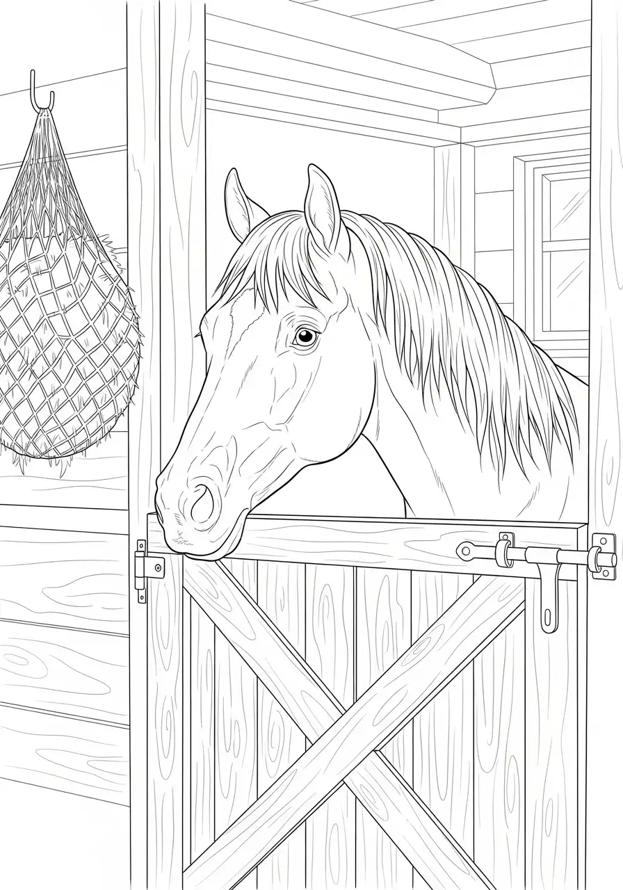 Cheval à l'écurie