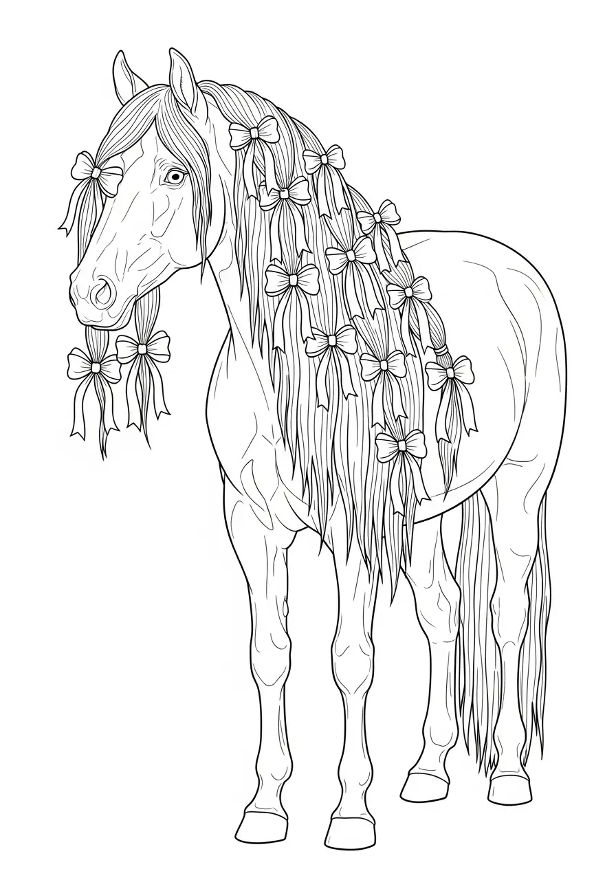 Cheval élégant aux rubans