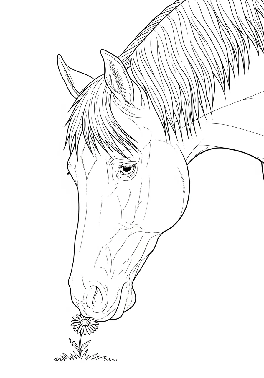 Cheval sentant une petite fleur