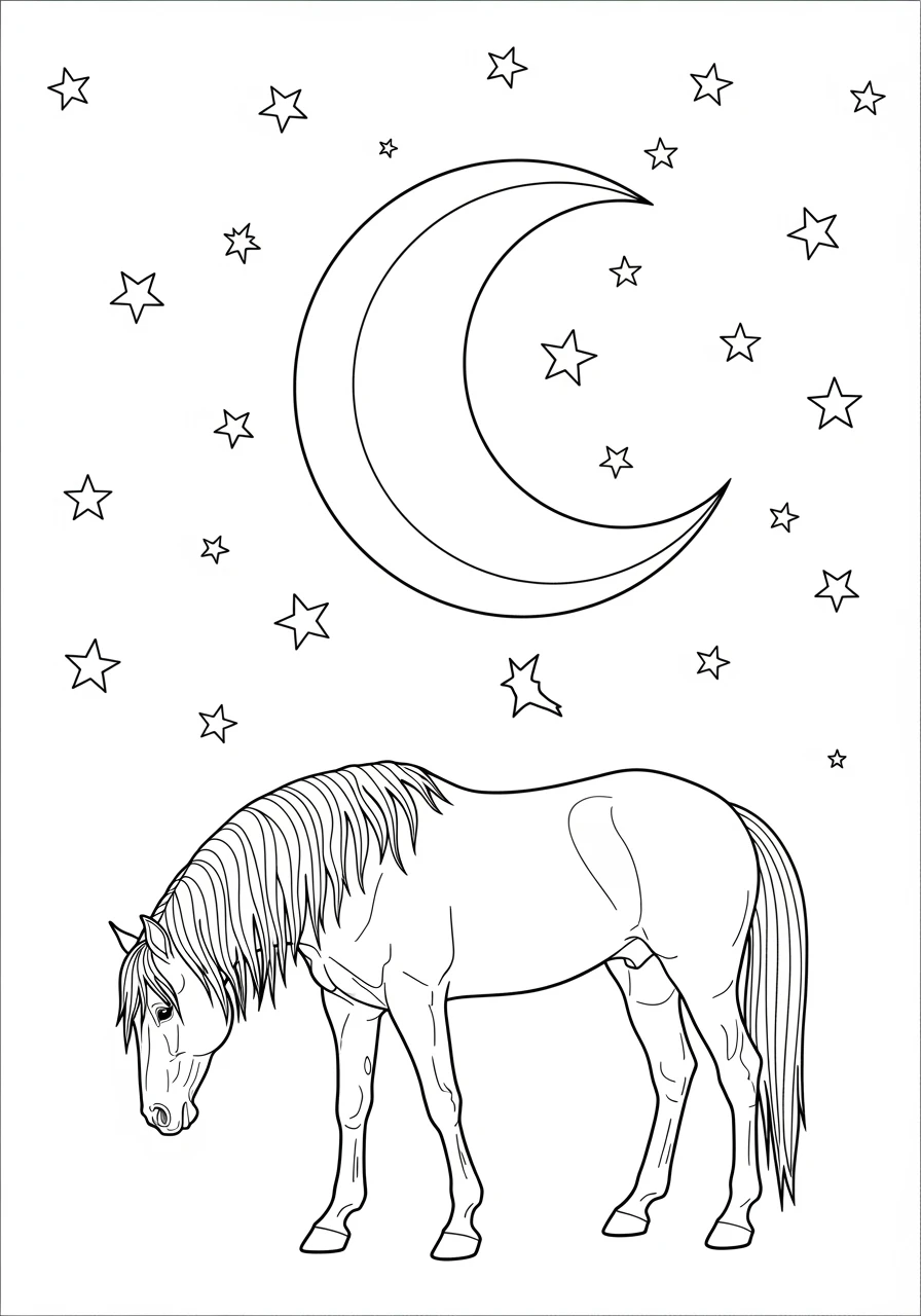 Cheval sous la lune