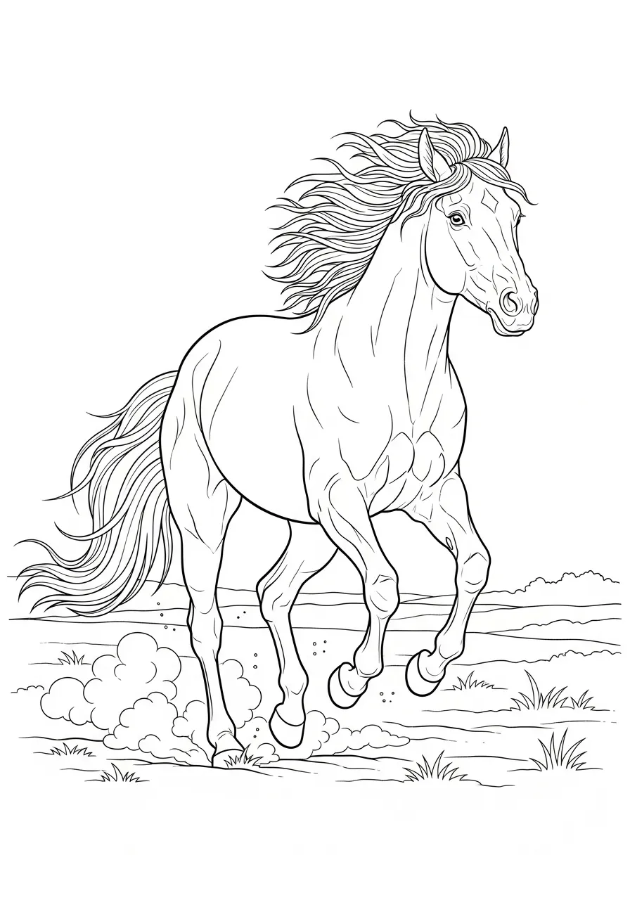 Étalon sauvage au galop