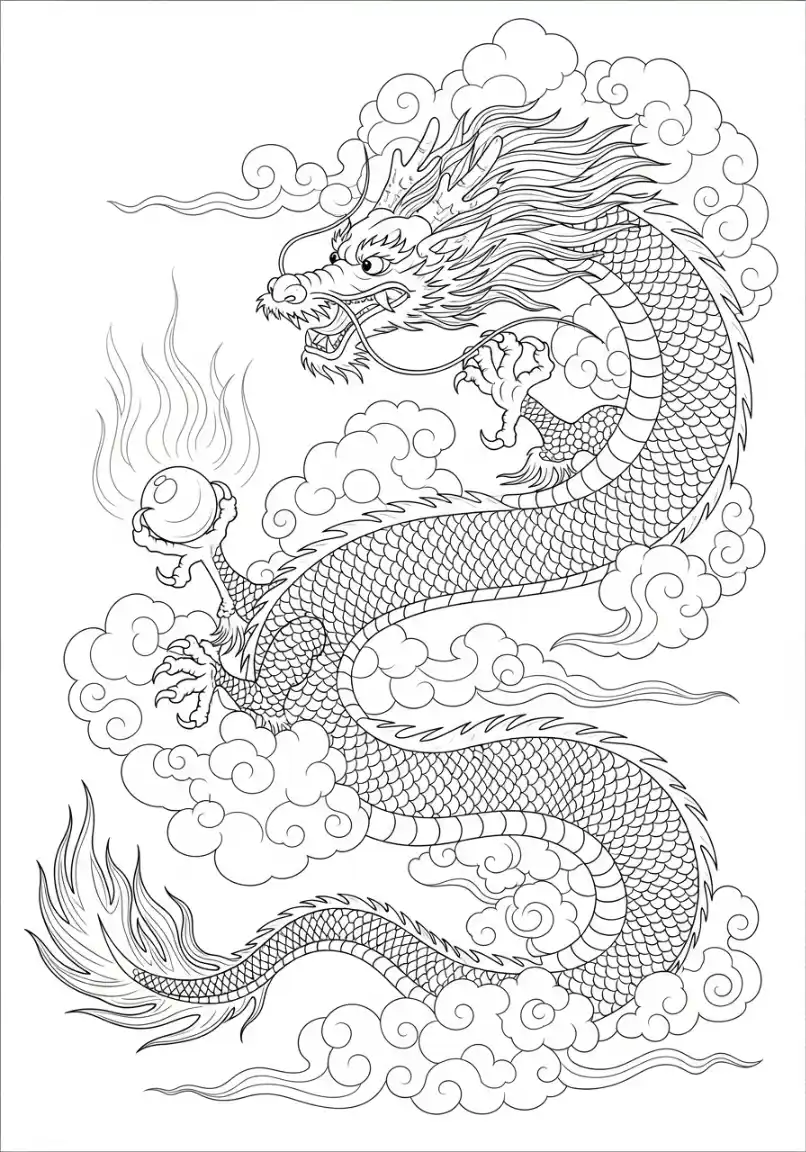 Coloriage dragon chinois