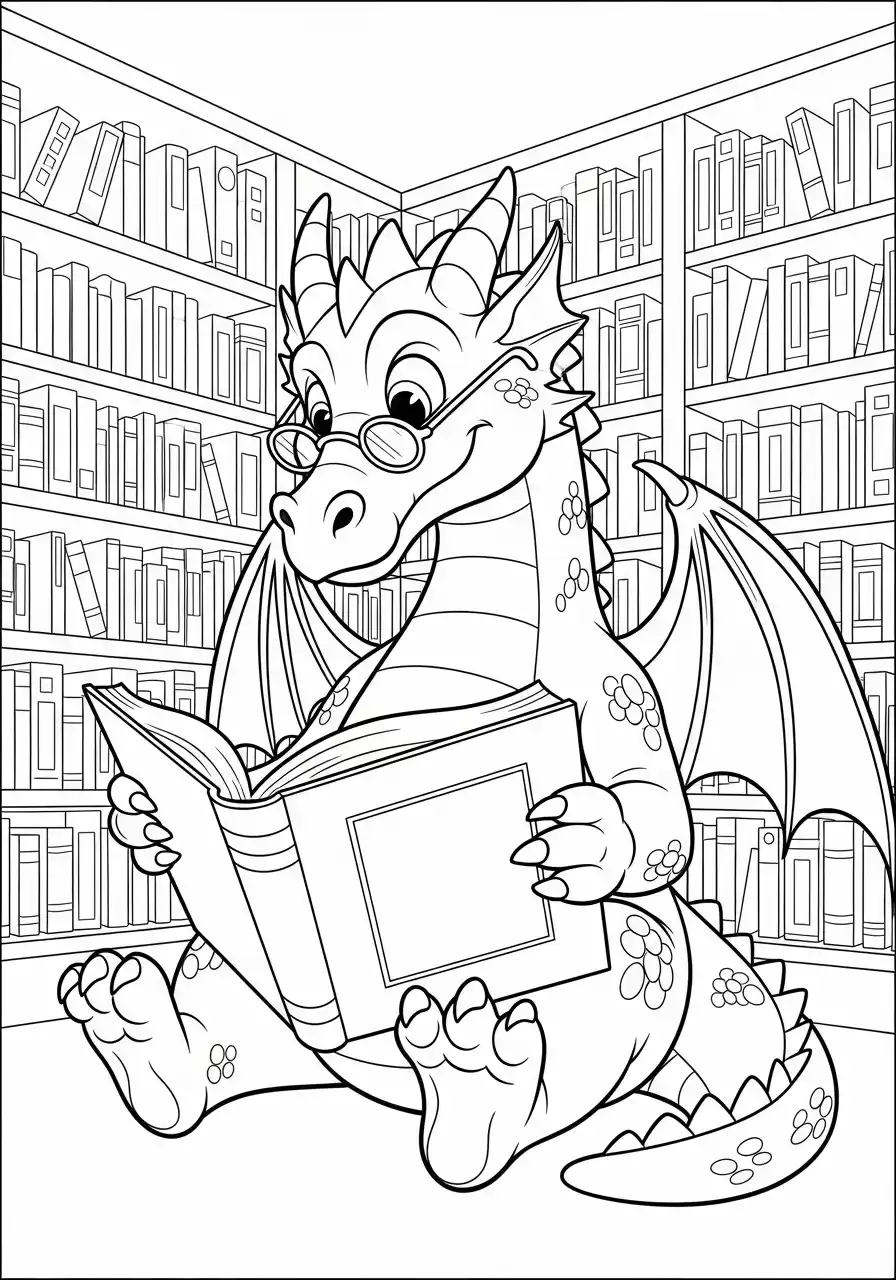 Coloriage de dragon érudit