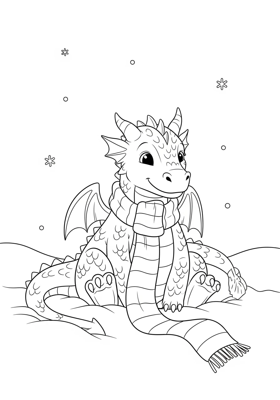 Coloriage Dragon dans la neige