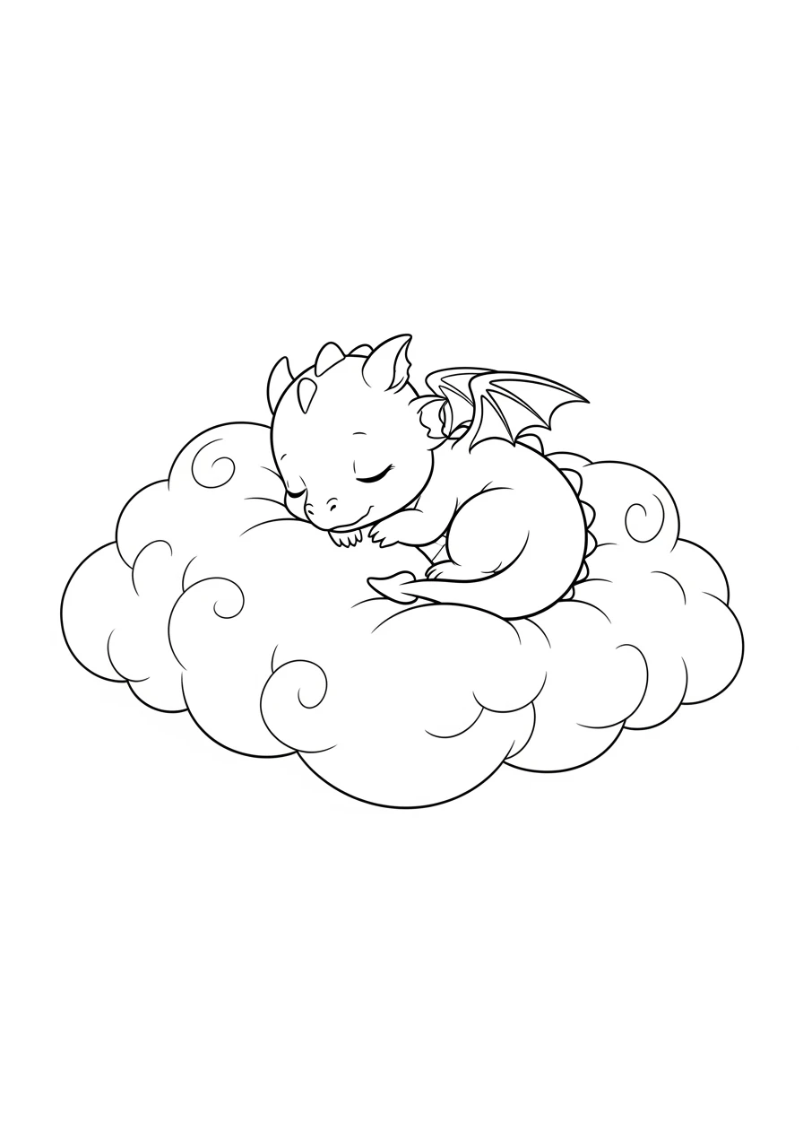 Dragon endormi sur un nuage