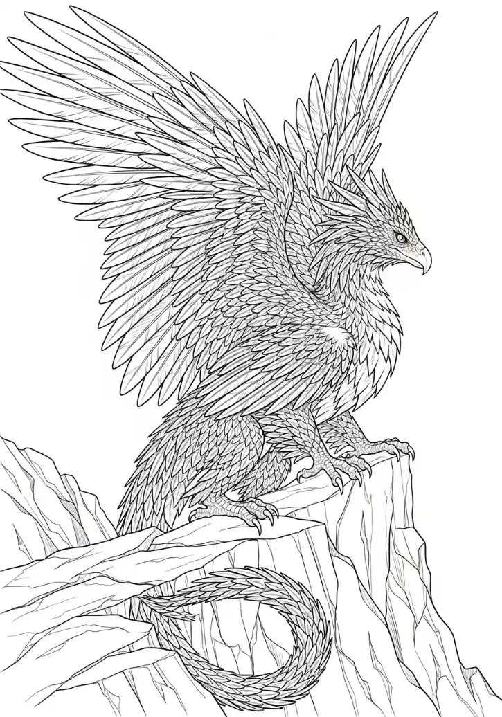 Coloriage dragon à plumes