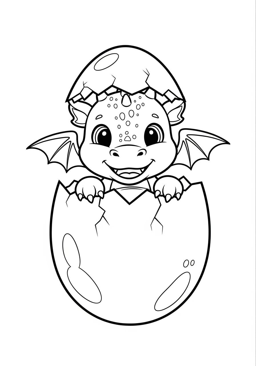 Coloriage dragon sortant de l'œuf