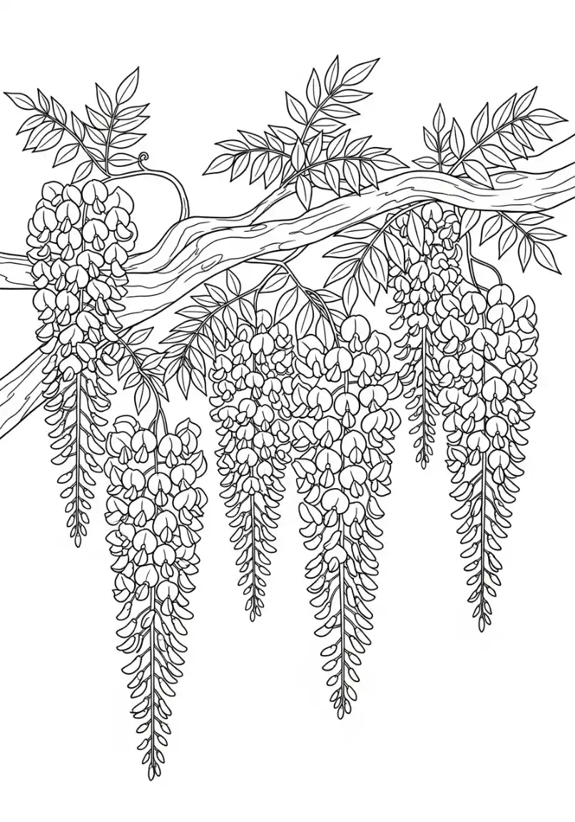 Grappes de glycine tombantes