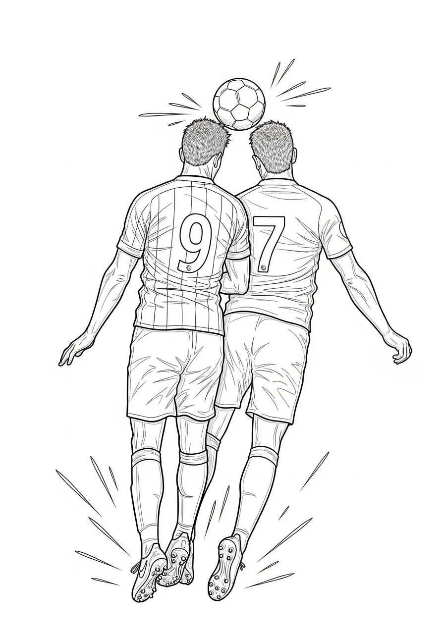Coloriage foot duel aérien