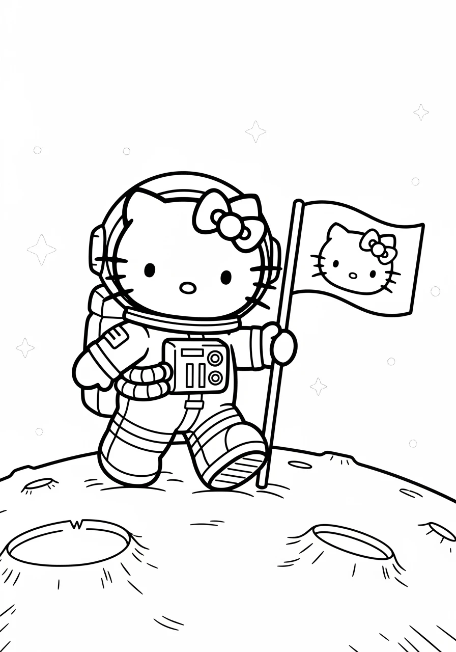 Hello Kitty astronaute sur la lune