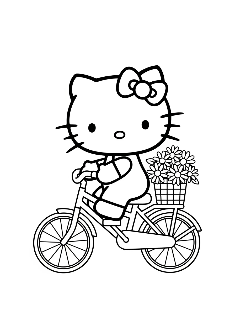Hello Kitty à bicyclette
