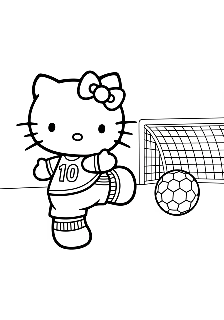 Hello Kitty joue au football