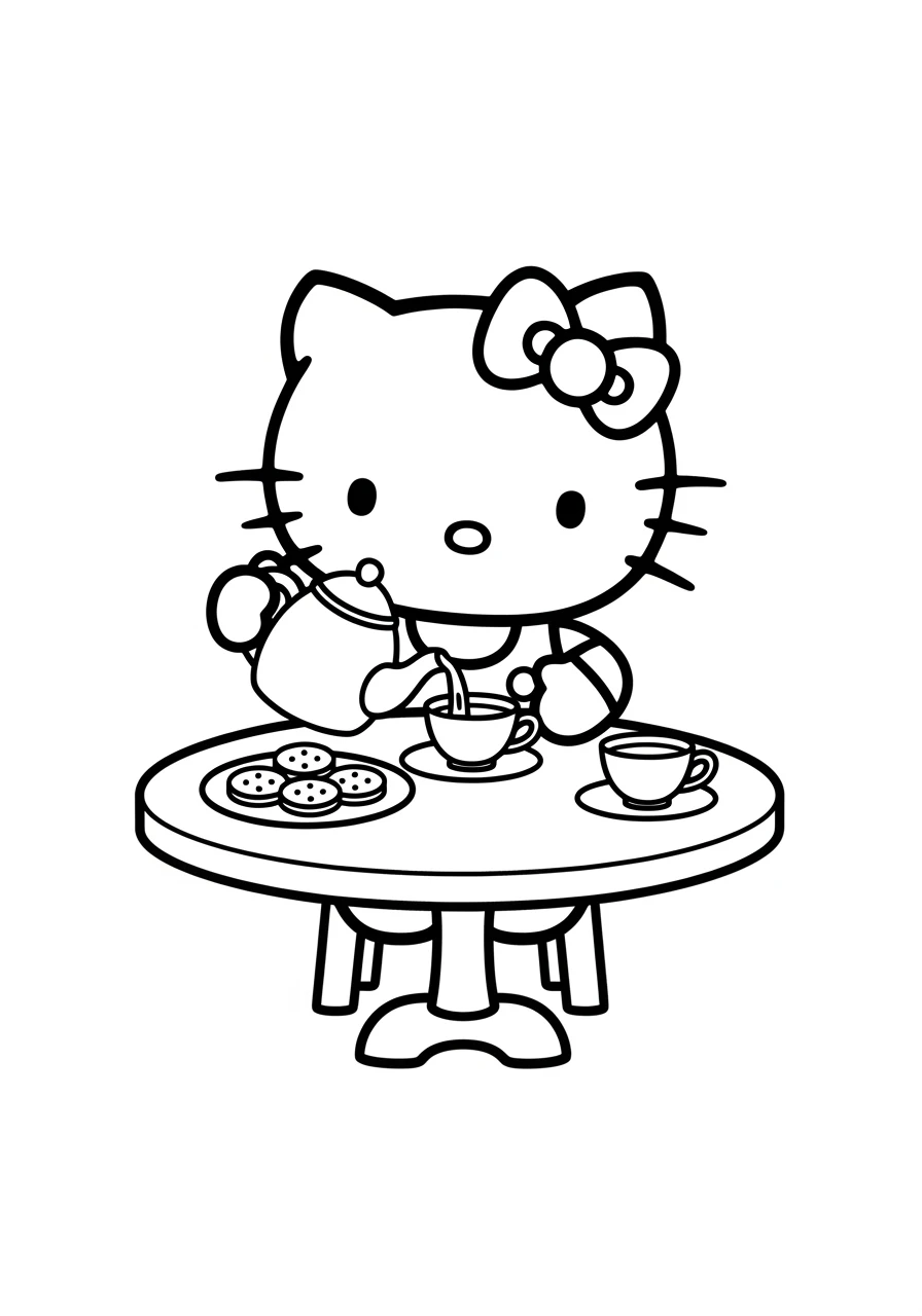 Hello Kitty prend le thé