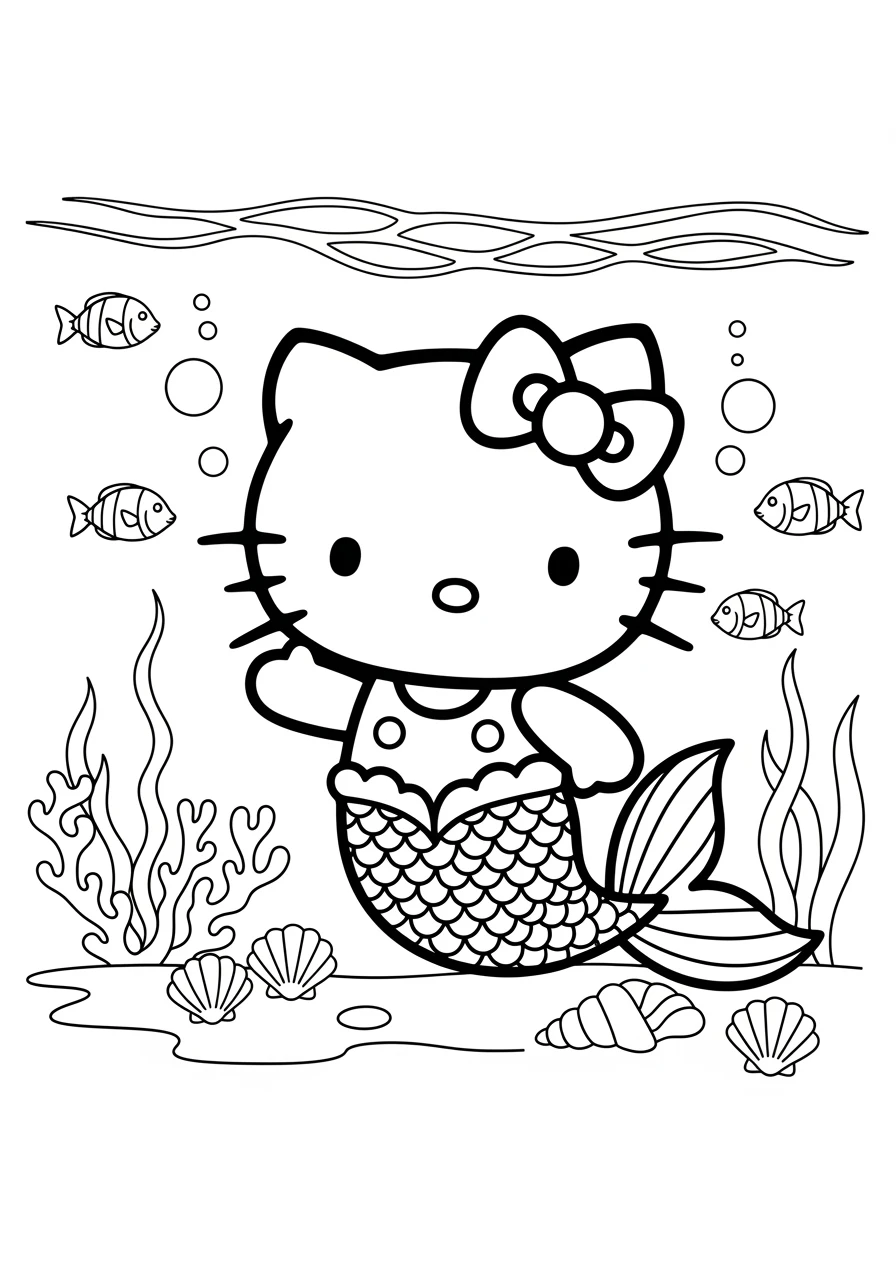 Hello Kitty sirène sous l'océan