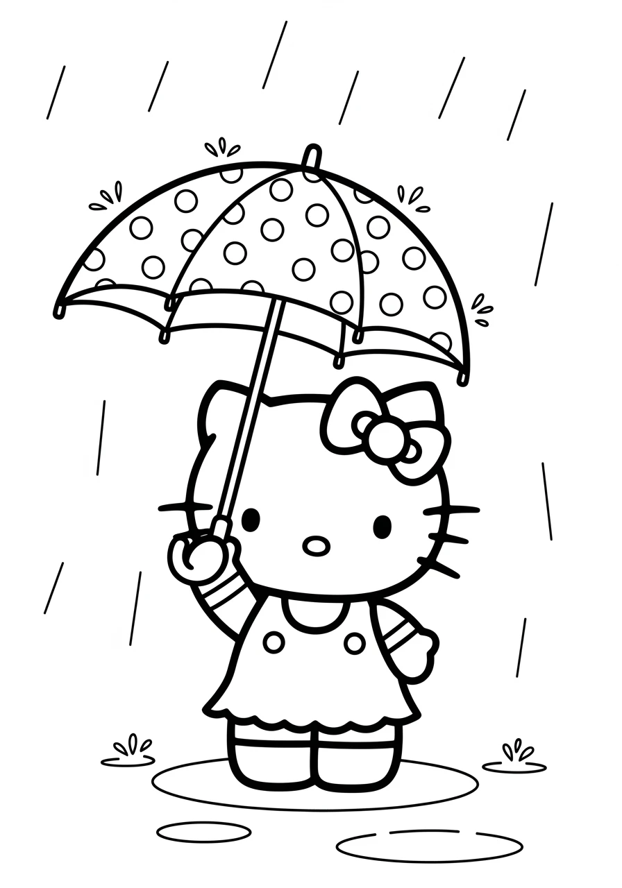 Hello Kitty sous la pluie