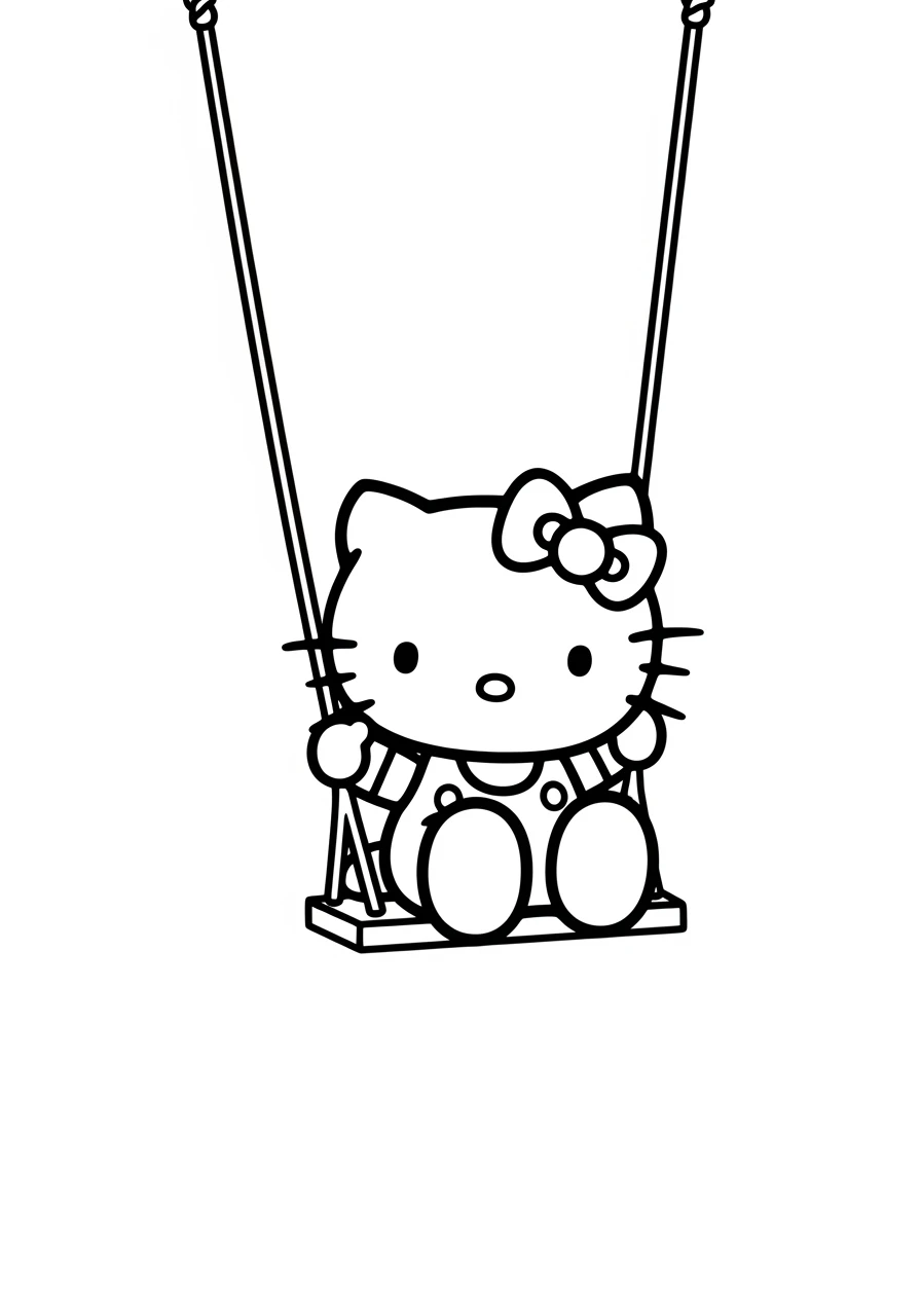 Hello Kitty sur une balançoire