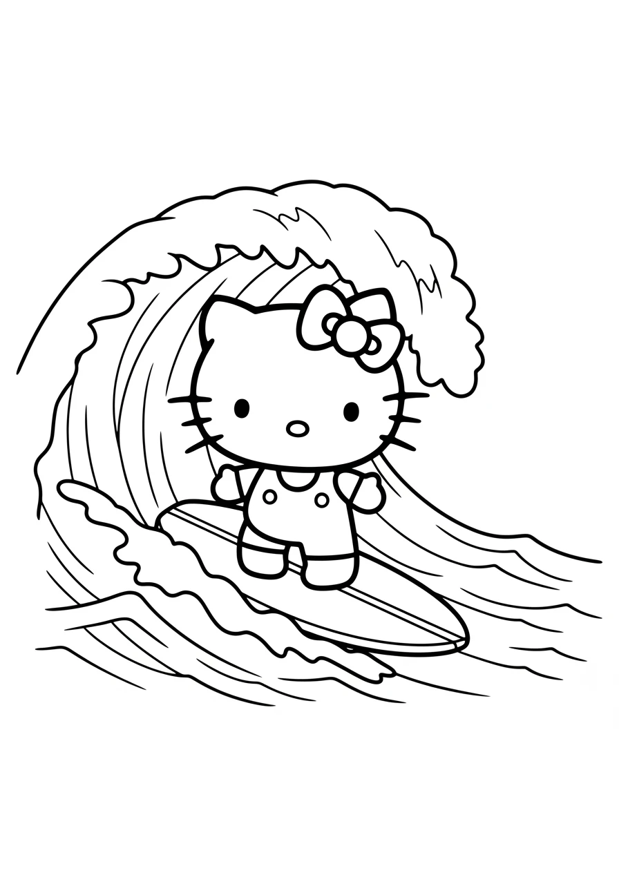 Hello Kitty sur une vague
