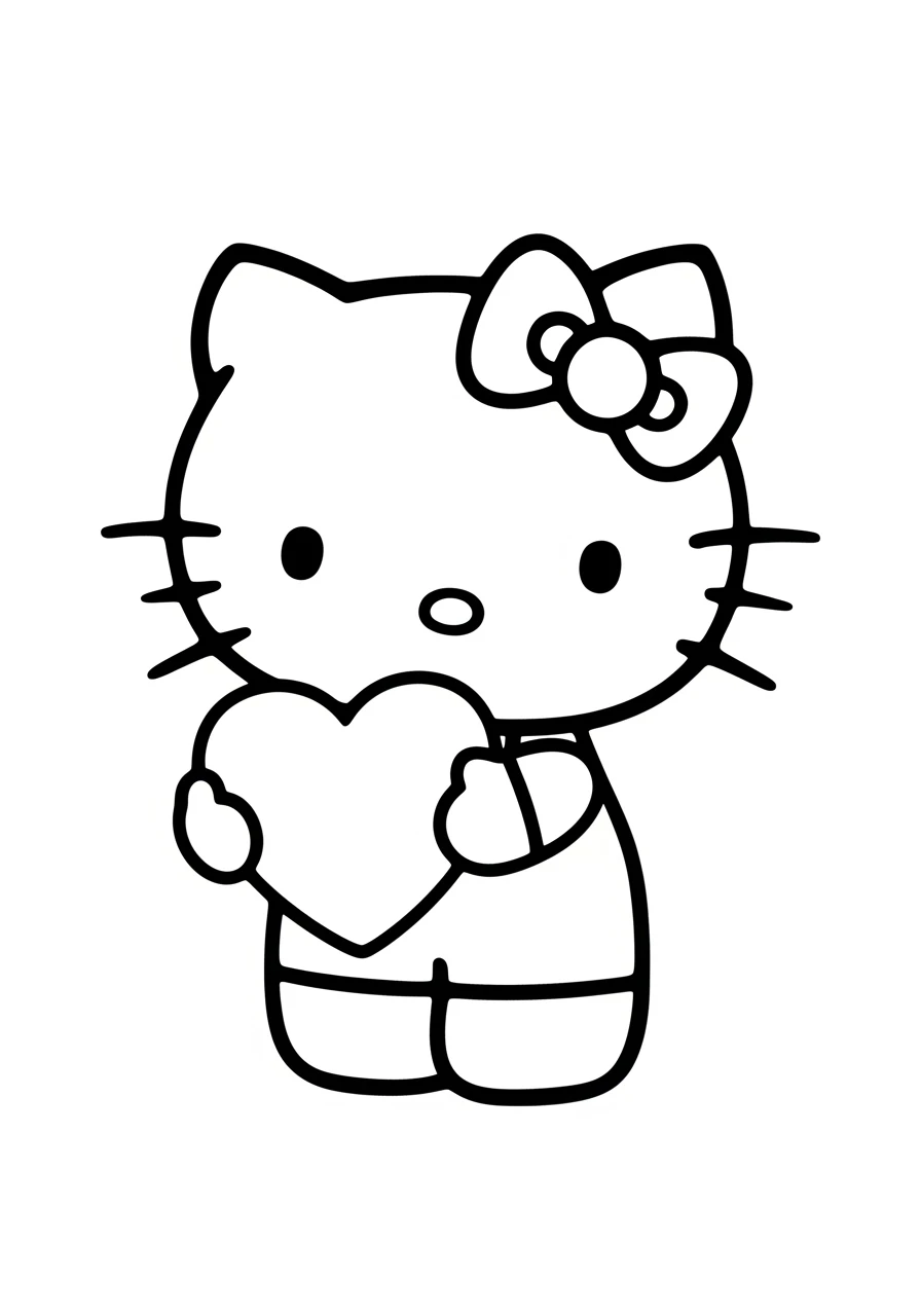 Hello Kitty tenant un cœur
