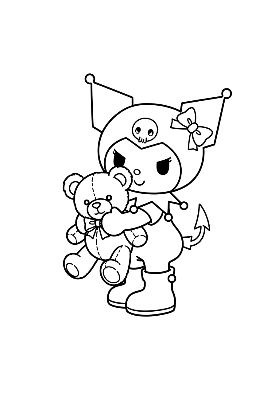 Kuromi câlinant son ours
