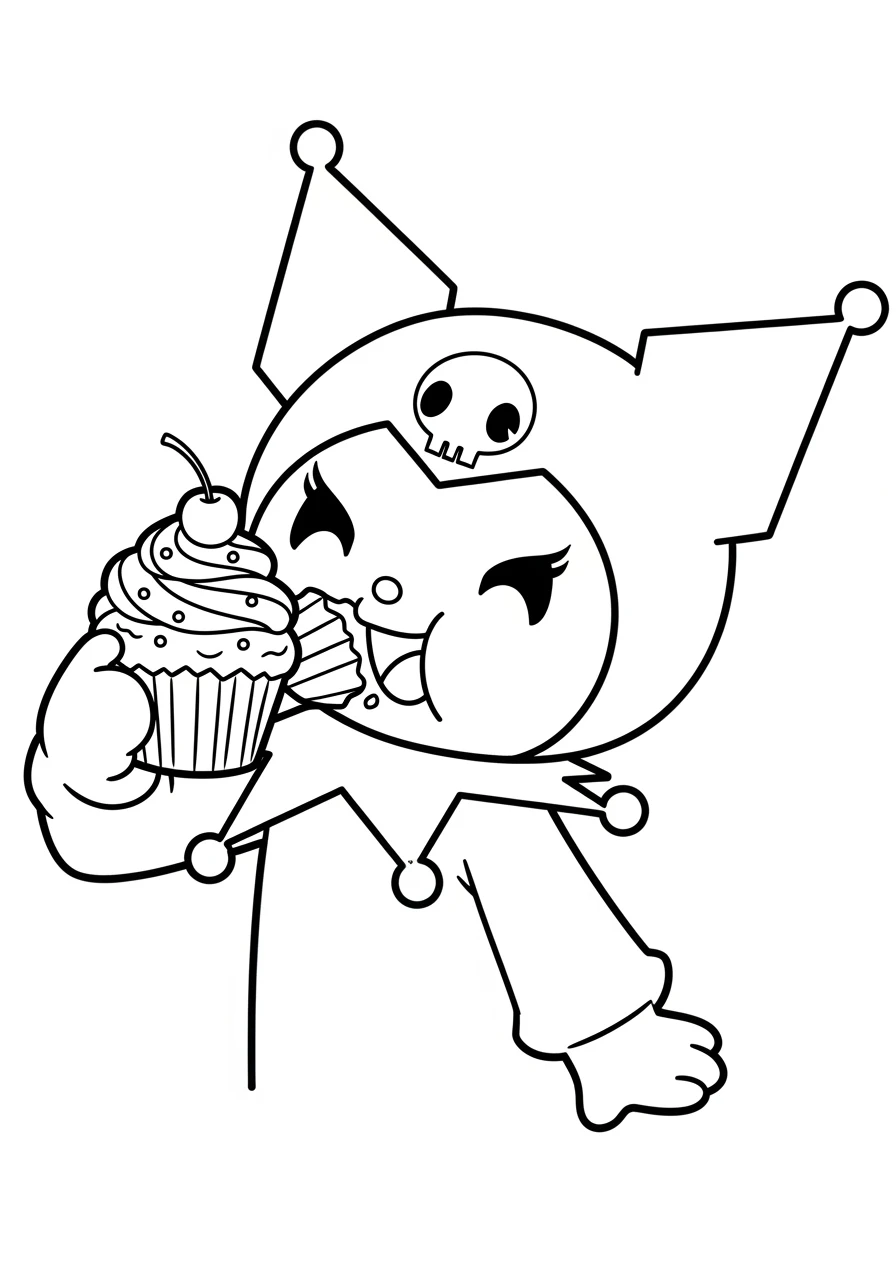 Kuromi mangeant un cupcake