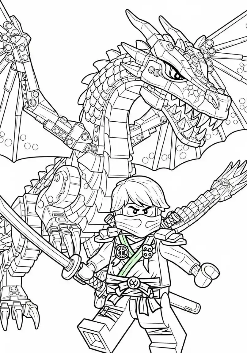 Coloriage Ninjago Lloyd et dragon