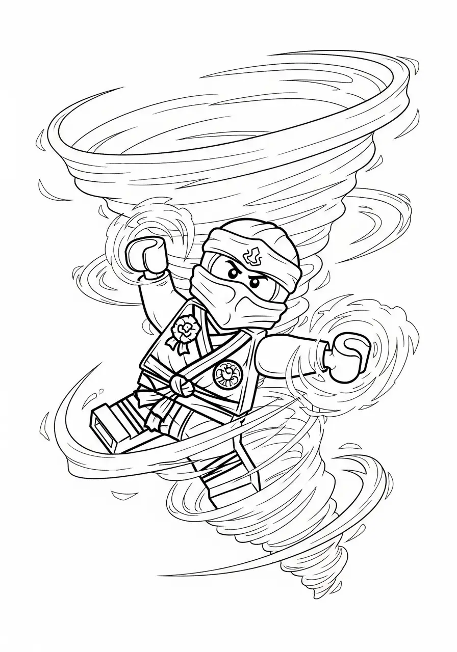 Ninja Lego faisant le Spinjitzu