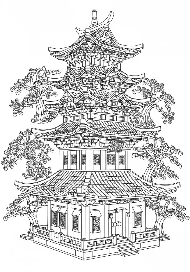 Temple Ninjago et cerisiers