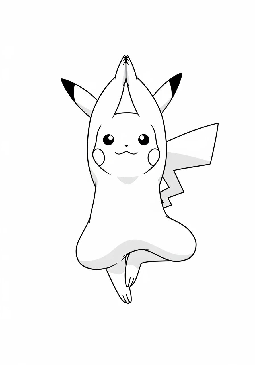 Pikachu en posture de yoga