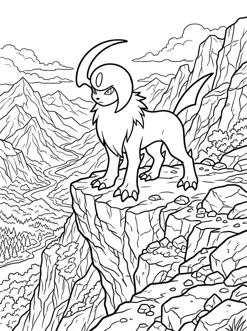 Absol sur une falaise