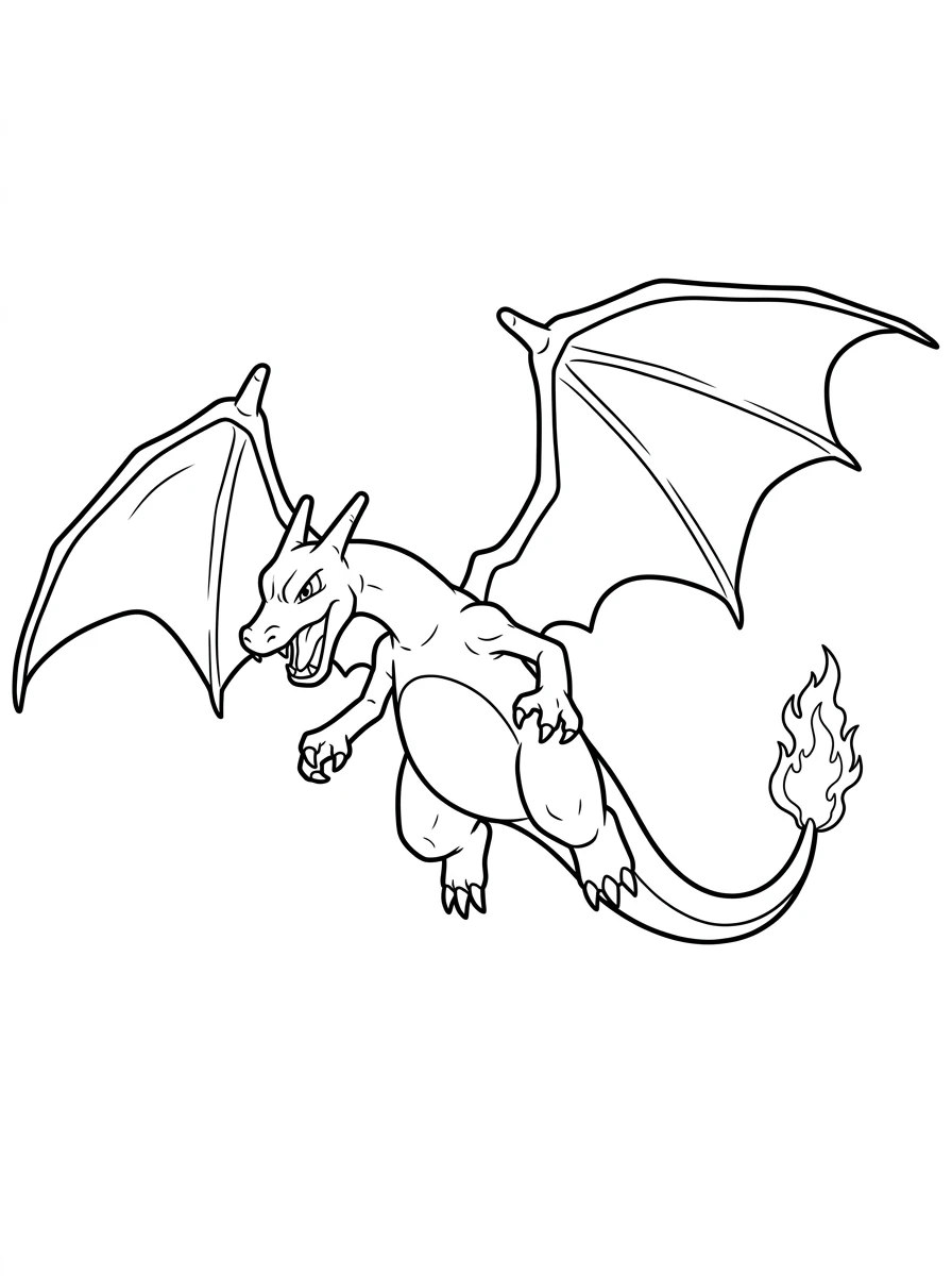 Coloriage Pokemon Dracaufeu volant