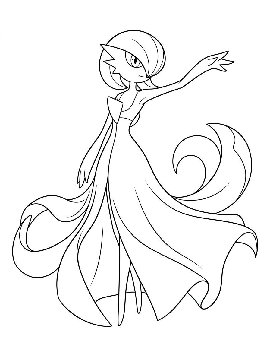 Coloriage Pokemon Gardevoir gracieux