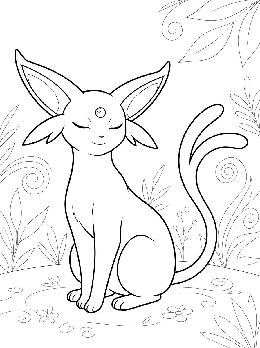 Coloriage Pokemon Mentali assis