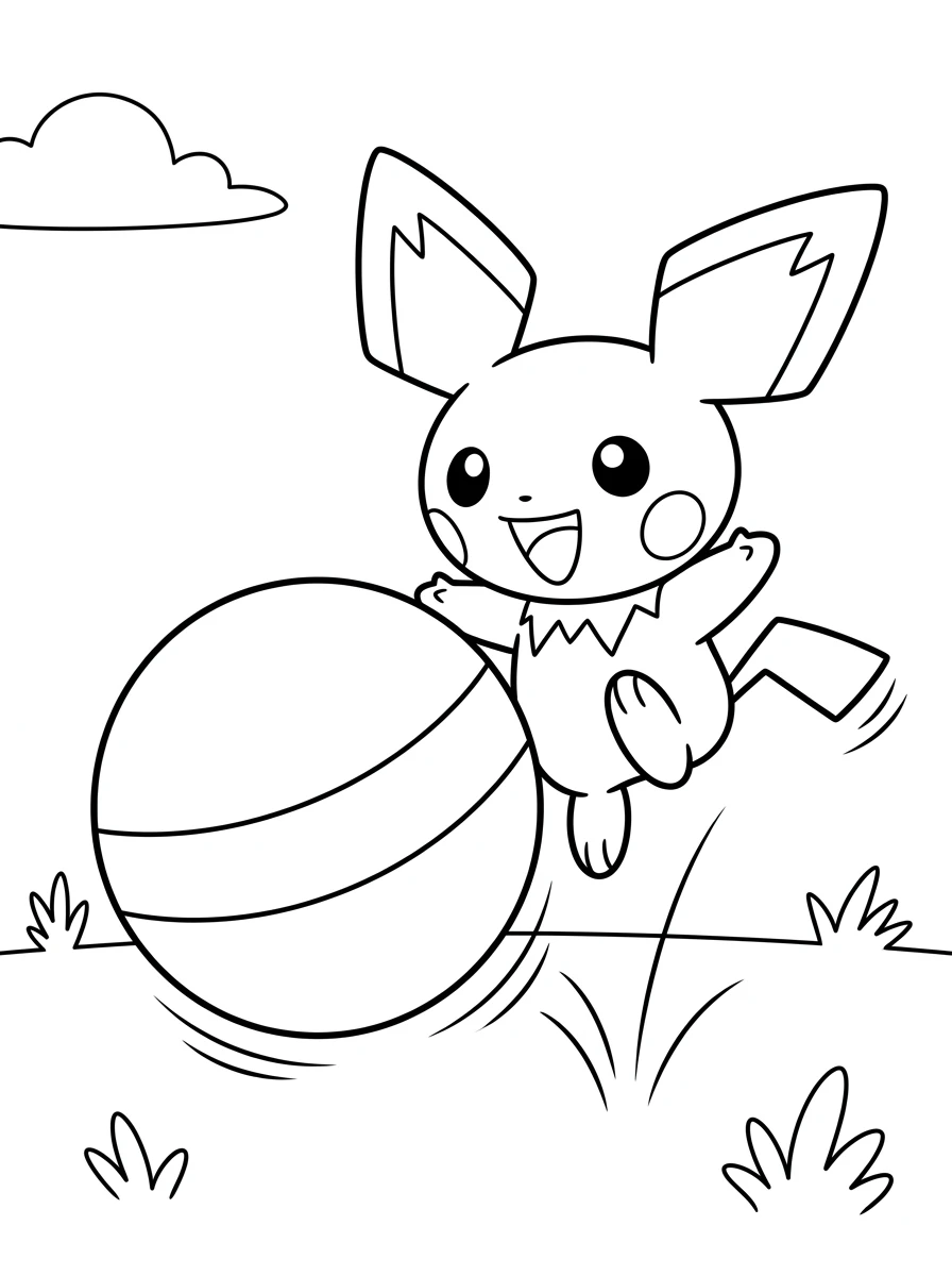 Pichu joue avec un ballon