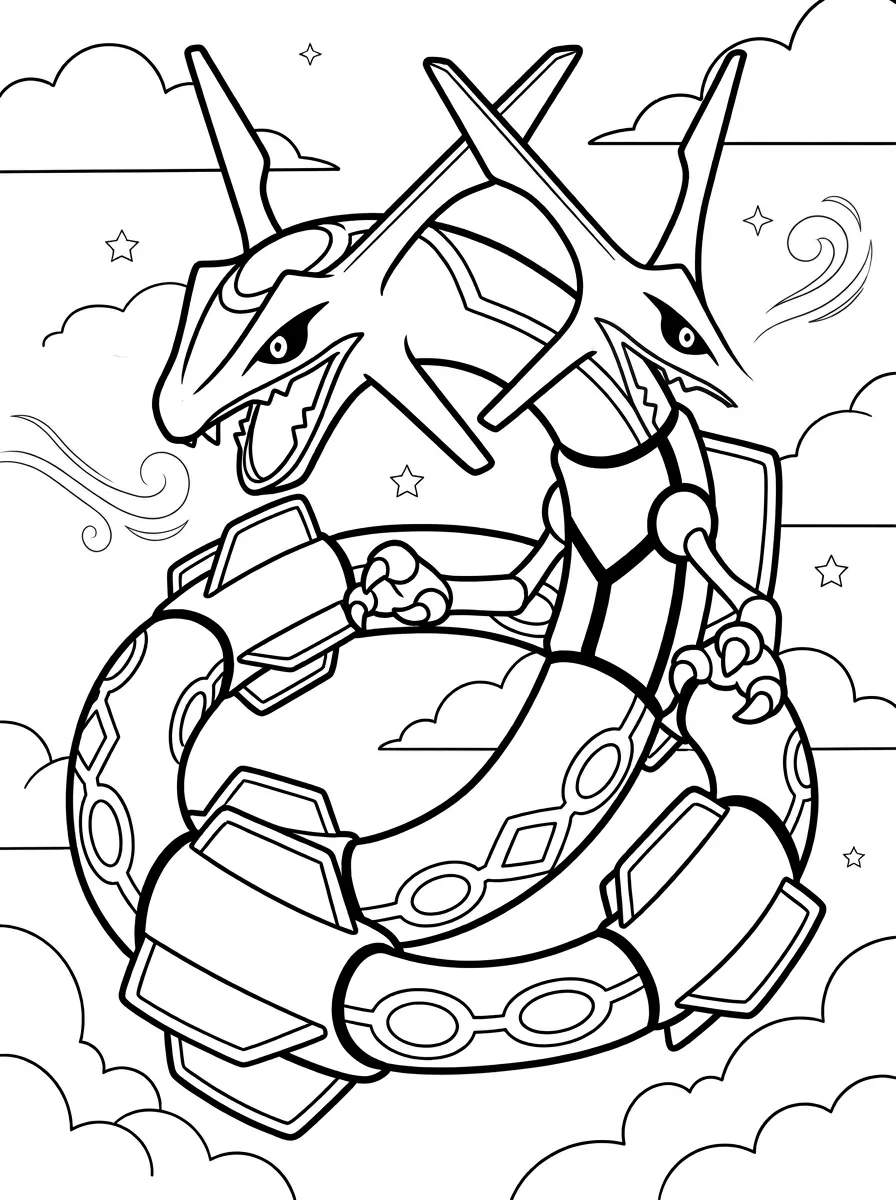 Rayquaza dans le ciel étoilé