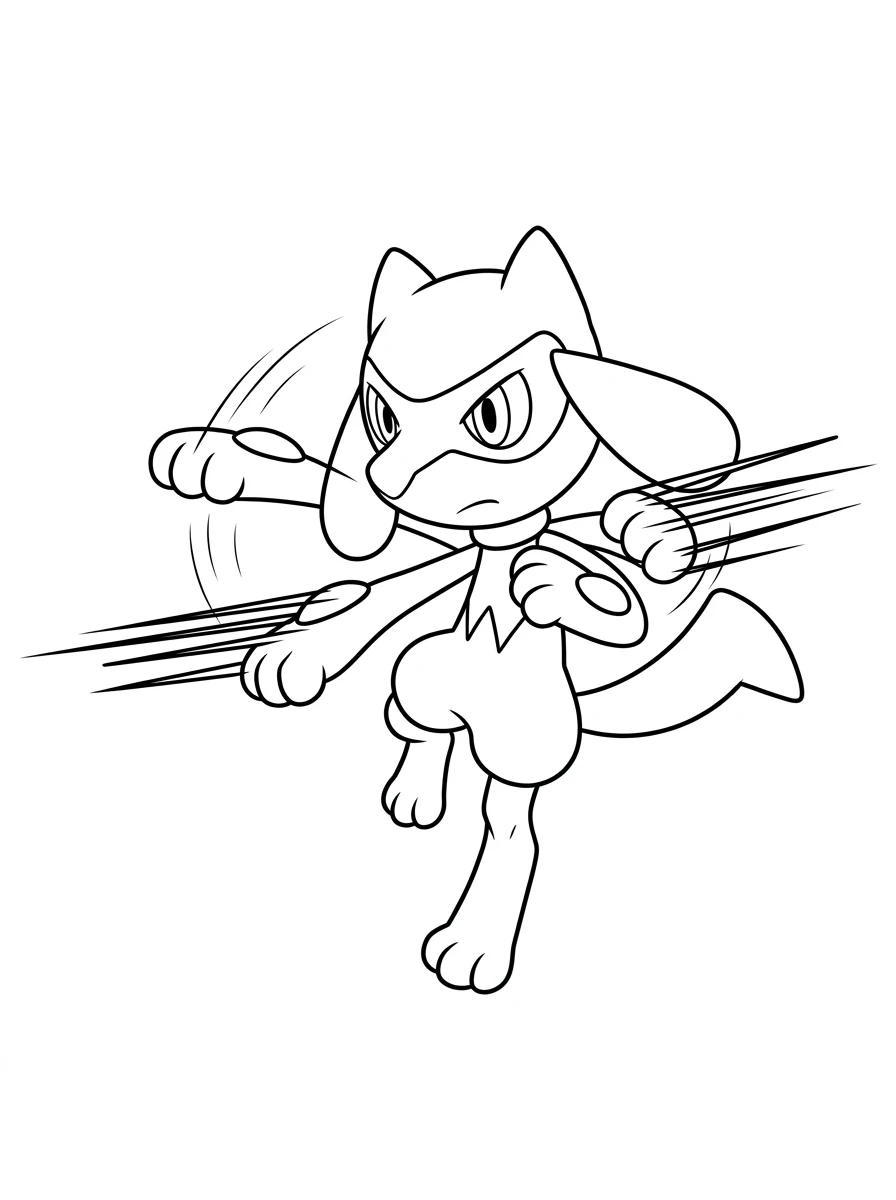 Coloriage Pokemon Riolu en combat