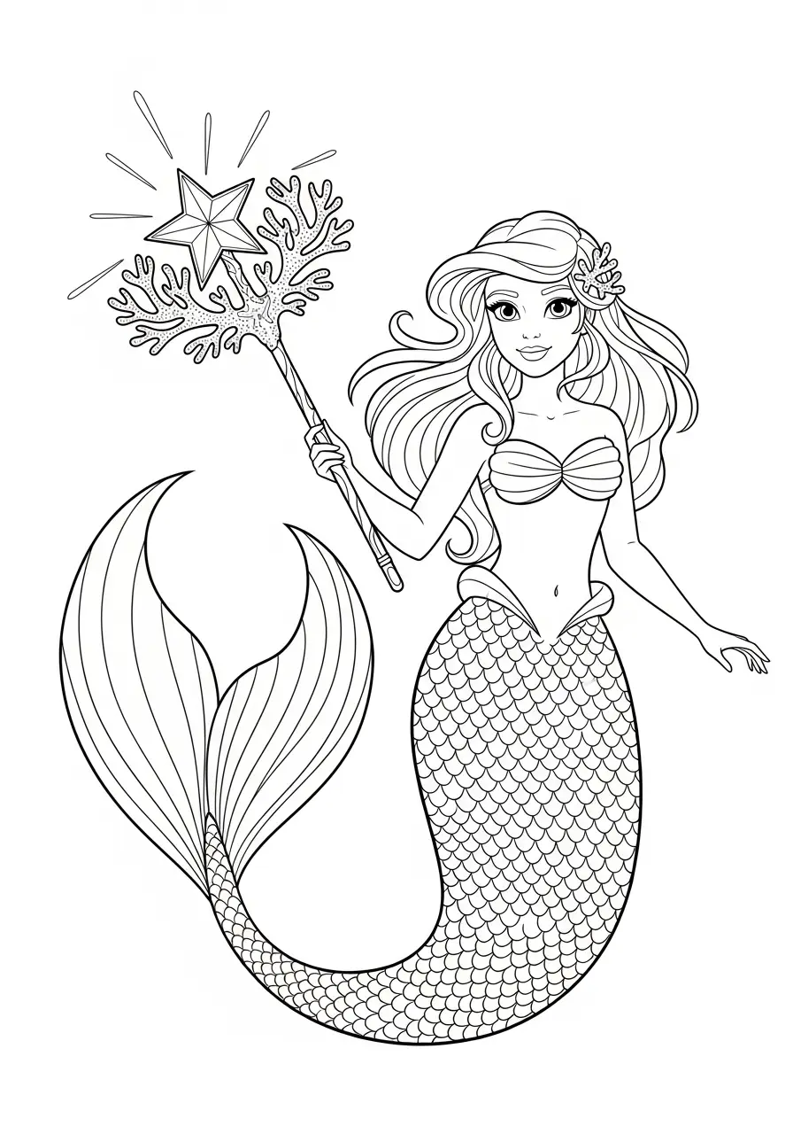 Coloriage sirène magique