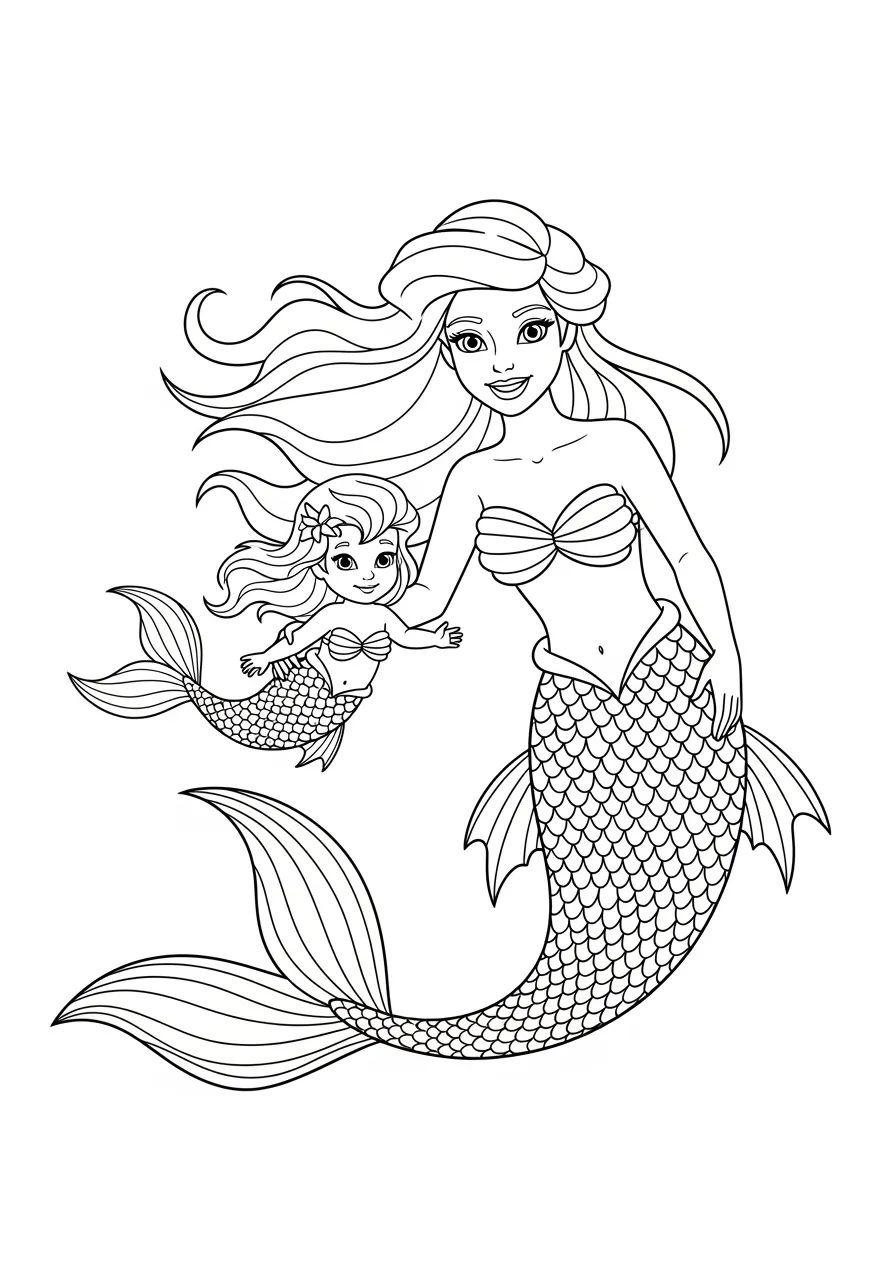Maman sirène et son bébé