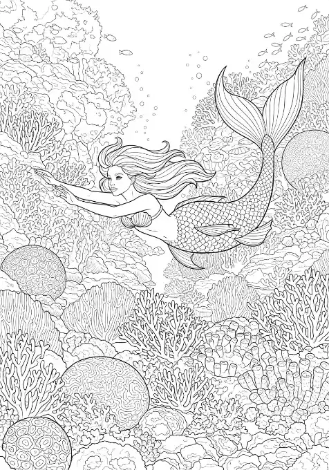 Sirène dans les coraux