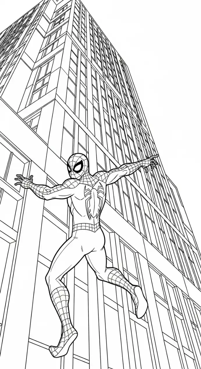 Spider-Man escaladant un gratte-ciel
